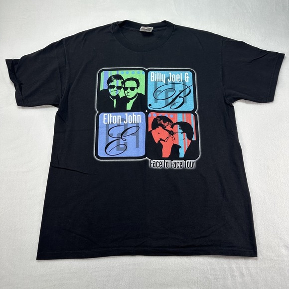 Vintage Billy Joel Elton John Shirt Men's Large Face To Face Tour 2001 Band Tee - Picture 1 of 7